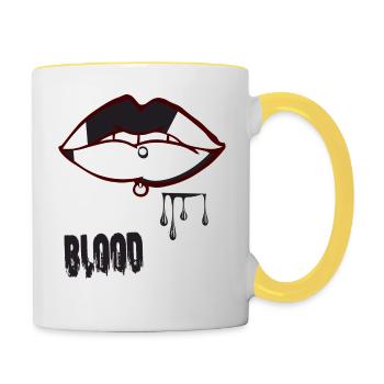 piercing & blood - Contrasting Mug - white/yellow - Right