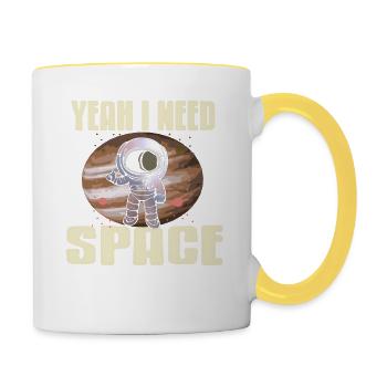 Yeah I Need Space I'll Go To Jupiter Retro Funny - Contrasting Mug - white/yellow - Right