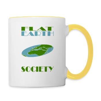 Un membre de la Flat Earth Society à travers le monde est drôle - Mug contrasté - blanc/jaune - Droite