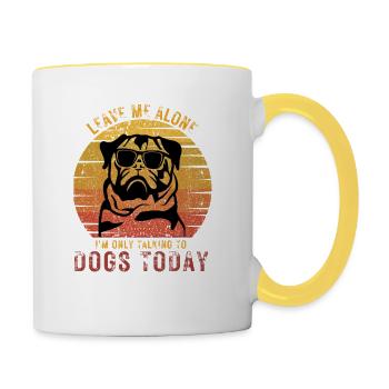 Cool Pug with Sunglasses - Leave me alone - Contrasting Mug - white/yellow - Right