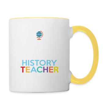 Keep Calm The History Teacher Is Here Professor Ed - Contrasting Mug - white/yellow - Right