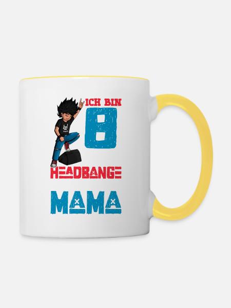 Ich bin 8 - Jungen Rocker - Tasse zweifarbig - Weiß/Gelb