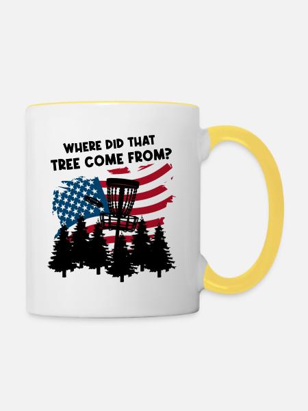 Lustiger Discgolf-Spruch - Tasse zweifarbig - Weiß/Gelb