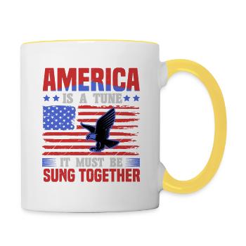 AMERICA IS A TUNE IT MUST BE SUNG TOGETHER 2 - Contrasting Mug - white/yellow - Right