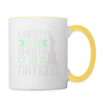 FREIHEIT IST DER ATEM DES LEBENS FÜR NATIONEN 3 - Tasse zweifarbig - Weiß/Gelb - Rechts