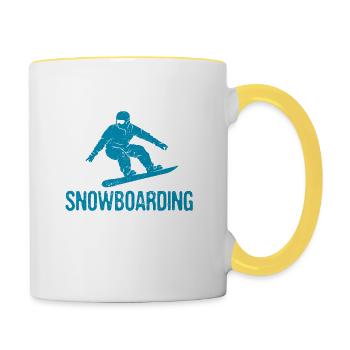 L’école est importante, mais le snowboard l’est toujours - Mug contrasté - blanc/jaune - Droite