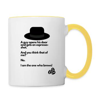 I AM THE ONE WHO BREWS! - Tasse zweifarbig - Weiß/Gelb - Rechts