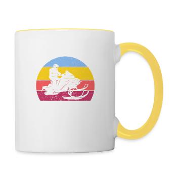 Schule ist wichtig, aber Snowmobilfahren - Tasse zweifarbig - Weiß/Gelb - Rechts