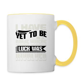 JE N’AI PAS ENCORE ÉTÉ DANS UN JEU OÙ LA CHANCE ÉTAIT IMPLIQUÉE - Mug contrasté - blanc/jaune - Droite