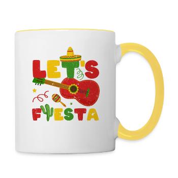 Let's Fiesta Cinco de Mayo Mexican guitar - Contrasting Mug - white/yellow - Right