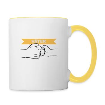 Die besten Väter werden zum Opa befördert Vatertag - Tasse zweifarbig - Weiß/Gelb - Rechts