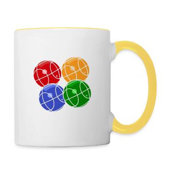 This is how we roll Boule Petanque Boccia Spieler - Tasse zweifarbig - Weiß/Gelb - Rechts