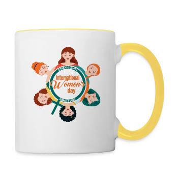 Embrace Equity March 8 2023 International Women's - Contrasting Mug - white/yellow - Right