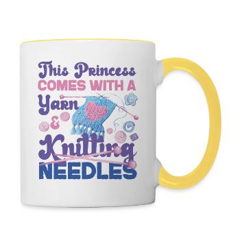 Knitting Knitter Girl This - Contrasting Mug - white/yellow - Right