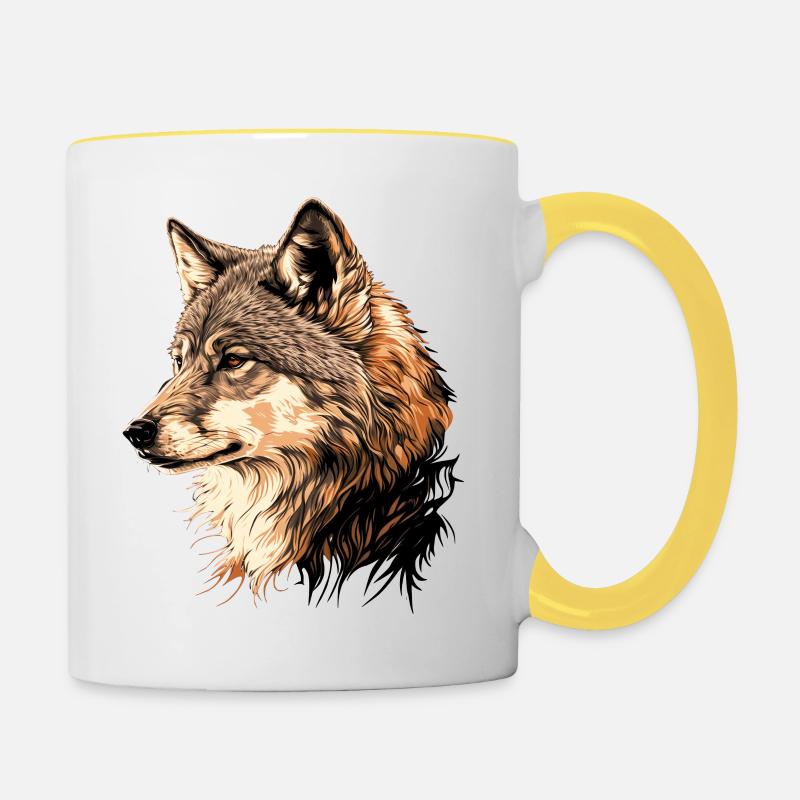 Wolf - Contrasting Mug - white/yellow