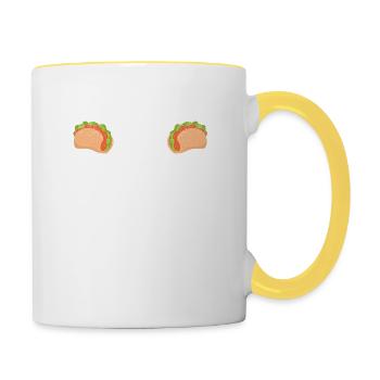 Motiviert durch Tacos und LLamas Lustiger Alpaka - Tasse zweifarbig - Weiß/Gelb - Rechts