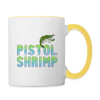 Don't Need A Life I Like Pistol Shrimp Retro Funny - Contrasting Mug - white/yellow - Right