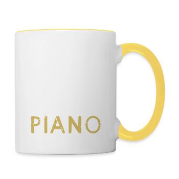 La voix dans ma tête me dit de jouer du piano - Mug contrasté - blanc/jaune - Droite