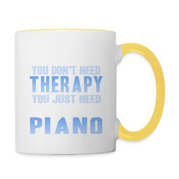 Vous n’avez pas besoin de thérapie, vous avez juste besoin d’un bon piano - Mug contrasté - blanc/jaune - Droite