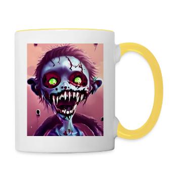 A Cute Cartoon Zombie #7 - Tasse zweifarbig - Weiß/Gelb - Rechts