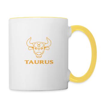 2nd Sign Of The Zodiac TAURUS Astrology Designs - Tasse zweifarbig - Weiß/Gelb - Rechts