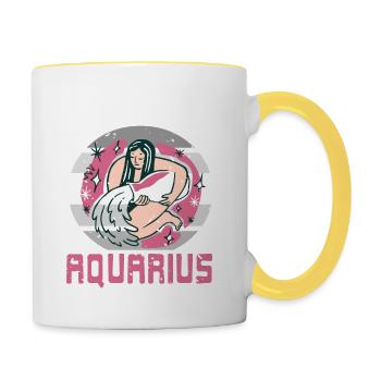C’est parce que je suis un AQUARIUS Rétro Astrologie Drôle - Mug contrasté - blanc/jaune - Droite