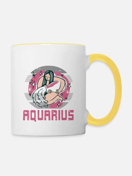 It's Because I'm An AQUARIUS Retro Funny Astrology - Tasse zweifarbig - Weiß/Gelb