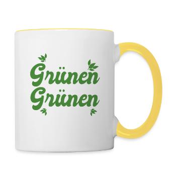 Grüne nein Danke! - Lieber ein Ort im Grünen - Tasse zweifarbig - Weiß/Gelb - Rechts