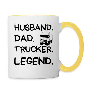 Funny Trucker Art For Truck Driver Husband Men Dad - Mug contrasté - blanc/jaune - Droite