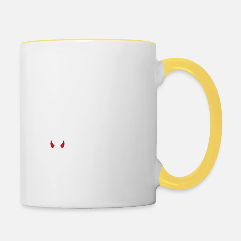Funny stick figure Not a good omen - Contrasting Mug - white/yellow