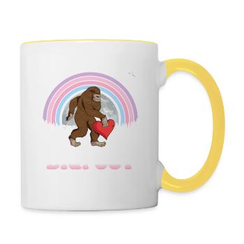 Bigfoot Herz Valentinstag Nur Mädchen, das liebt - Tasse zweifarbig - Weiß/Gelb - Rechts