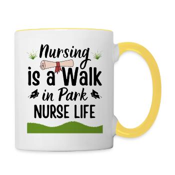 Nursing Is A Walk in Park nurse life for nurse - Mug contrasté - blanc/jaune - Droite