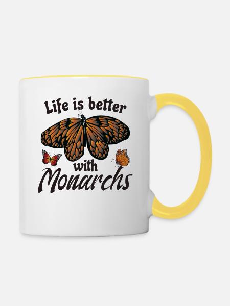 Monarch Schmetterling Geschenkidee - Tasse zweifarbig - Weiß/Gelb