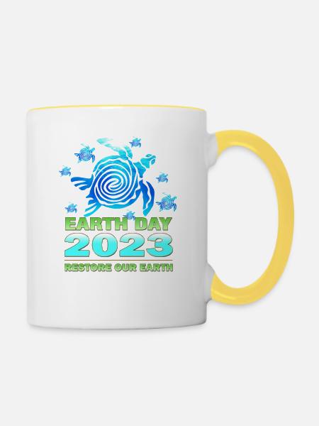 April Earth Day Bewusstsein - Tasse zweifarbig - Weiß/Gelb