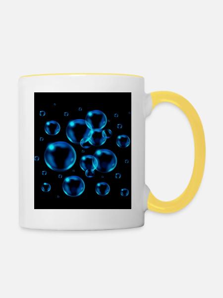 Design mit Steinpunkten - Tasse zweifarbig - Weiß/Gelb