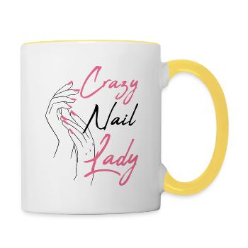 Nail technician Manicurist Polish nail art - Contrasting Mug - white/yellow - Right