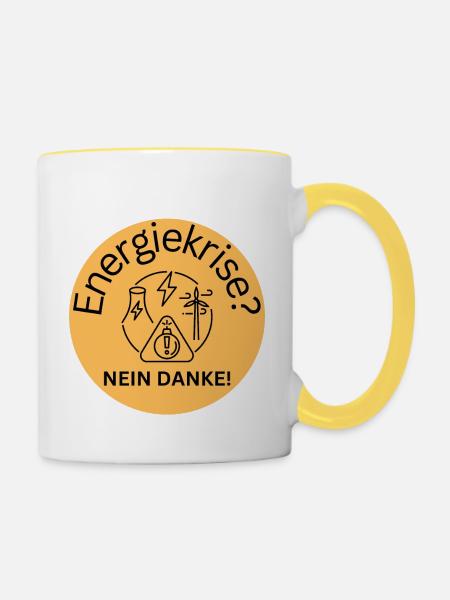 Energiekrise? Nein danke! - Tasse zweifarbig - Weiß/Gelb