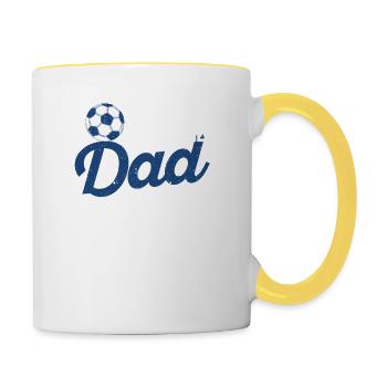 Fußball Papa Familie Passend Team Spieler Sport - Tasse zweifarbig - Weiß/Gelb - Rechts