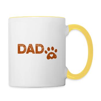 chien papa fourrure vie chiens amoureux papa fête des pères - Mug contrasté - blanc/jaune - Droite