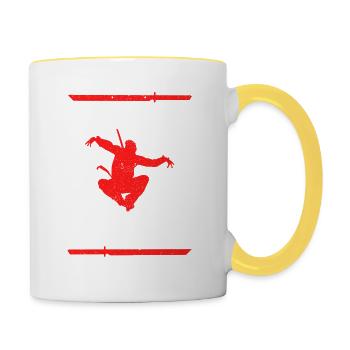 Ninja Dad Matching Familie Krieger lustig Kampf - Tasse zweifarbig - Weiß/Gelb - Rechts