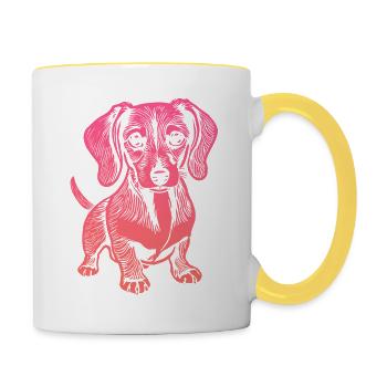 Teckel, mon fidèle compagnon - chiot - Mug contrasté - blanc/jaune - Droite