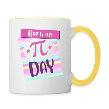 Born On Pi Day Big Pi Symbol Awesome 3.14 Pi Day - Contrasting Mug - white/yellow - Right