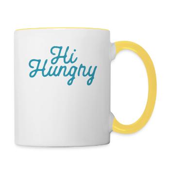 Hi Hungry I'm Dad Witzig Vatertag Daddy Witze Dads - Tasse zweifarbig - Weiß/Gelb - Rechts