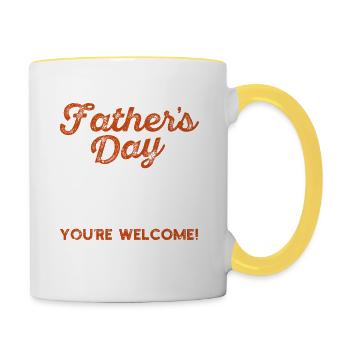 Father's Day daughter son proud daddy husband dad - Contrasting Mug - white/yellow - Right