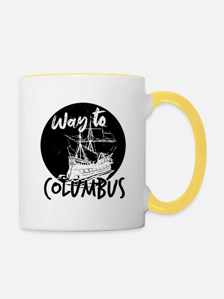 WEG ZUM COLUMBUS DAY - Tasse zweifarbig - Weiß/Gelb