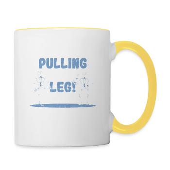 Arrête de me tirer la jambe Drôle de papa Blague de fête des pères Blagues - Mug contrasté - blanc/jaune - Droite