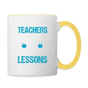 HAPPY TEACHERS DAY DANKE LEKTIONEN INTERESSANT - Tasse zweifarbig - Weiß/Gelb - Rechts