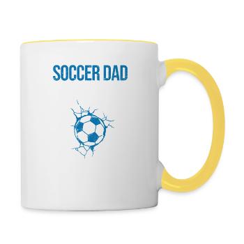 Fußball-Dad wie ein normaler Daddy, nur viel coole - Tasse zweifarbig - Weiß/Gelb - Rechts