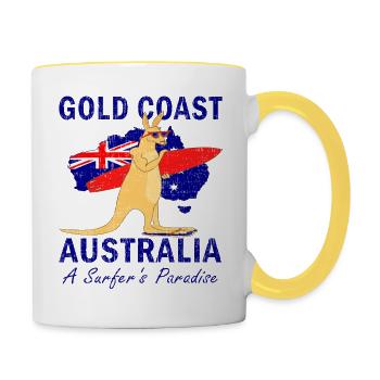 Gold Coast Australie Un paradis pour les surfeurs - Mug contrasté - blanc/jaune - Droite
