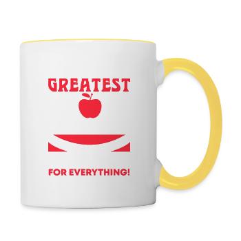 AU PLUS GRAND ENSEIGNANT DU MONDE, MERCI POUR - Mug contrasté - blanc/jaune - Droite